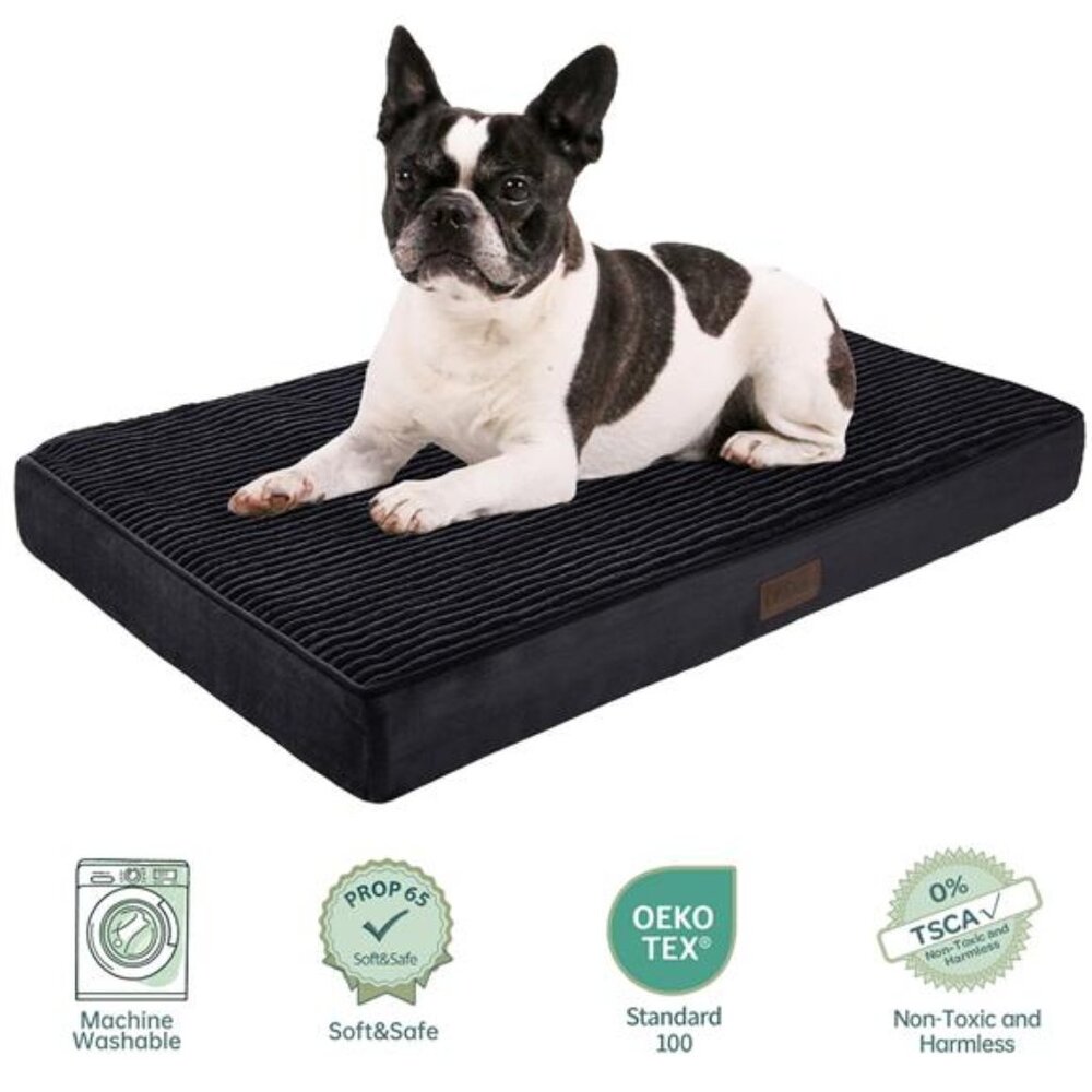 Orthopedic Medium Dog Bed, Deluxe Cat Bed Crates, Waterproof  30" x 20", Black